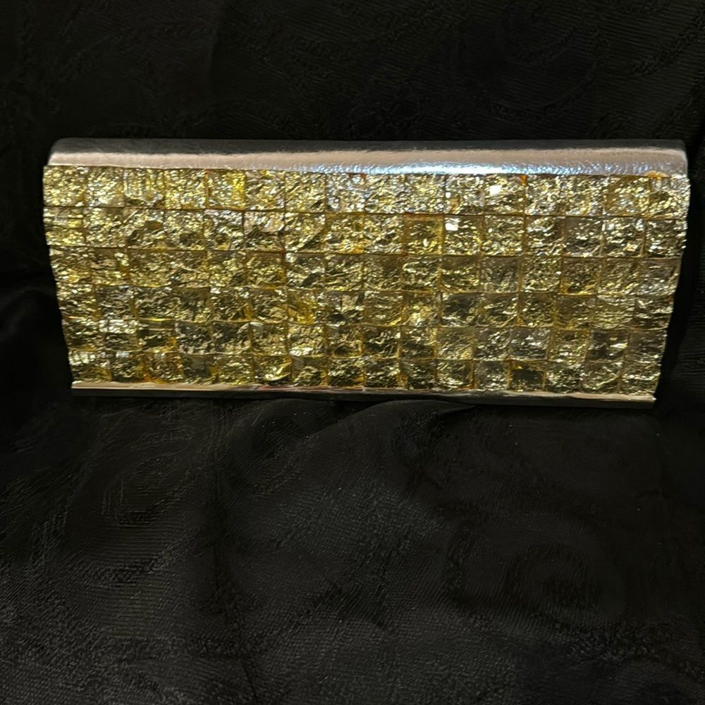baella gold square clutch / shoulder bag